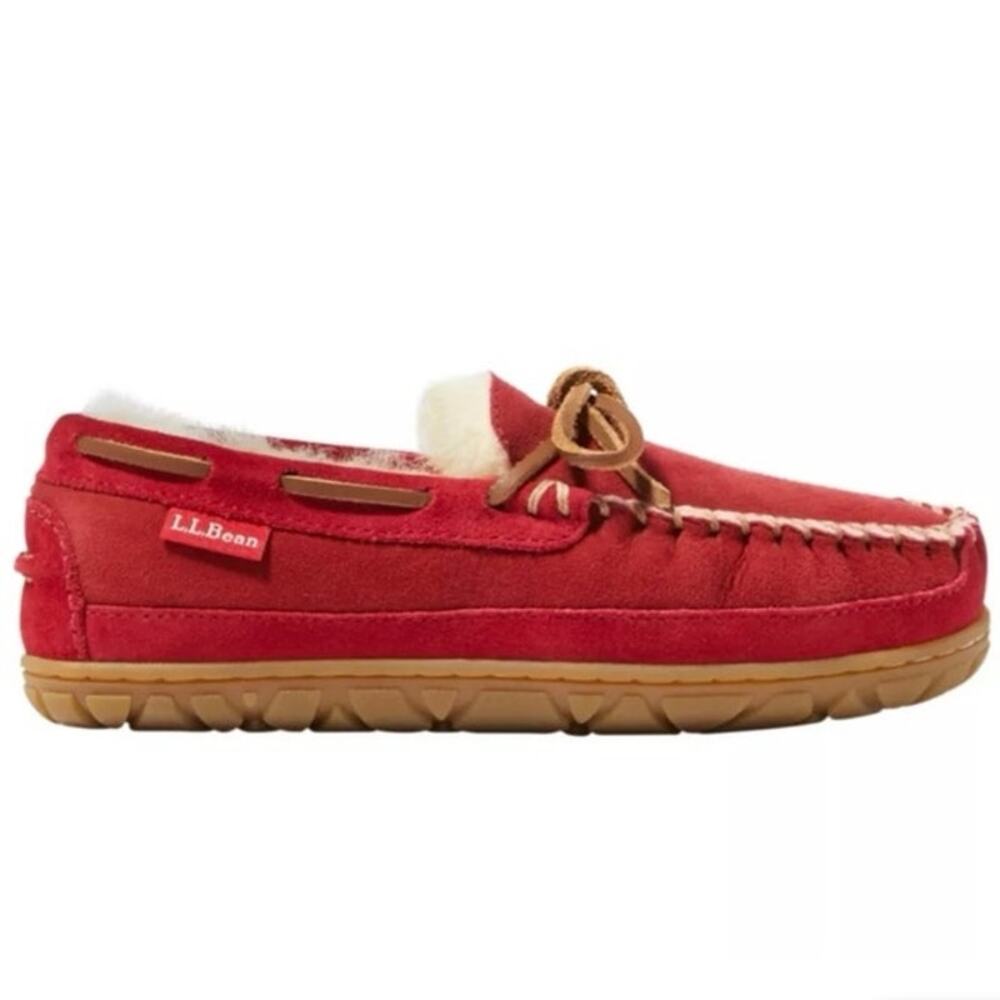 LL Bean Kids Size 3 Wicked Good
Moccasin Slippers Red Suede
Shearling Excellent